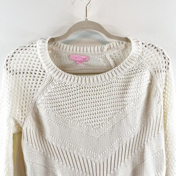 Lilly Pulitzer Crewneck Blythe Cotton Pullover Sweater White Medium - Picture 5 of 9